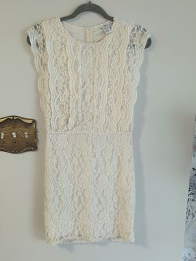 Bar III Cream Lace Mini Dress